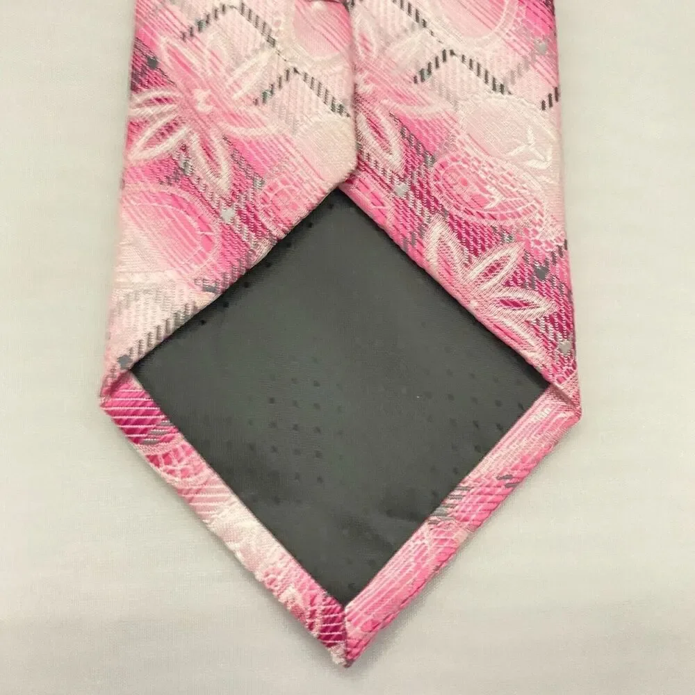 #5551 Stacy Adams Pink Paisley and Floral Necktie, Tie 59 x 3.5